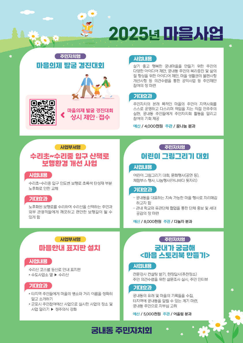 2025년 2분기(4월~6월) 궁내동 주민자치센터 프로그램 수강생 모집 안내 2