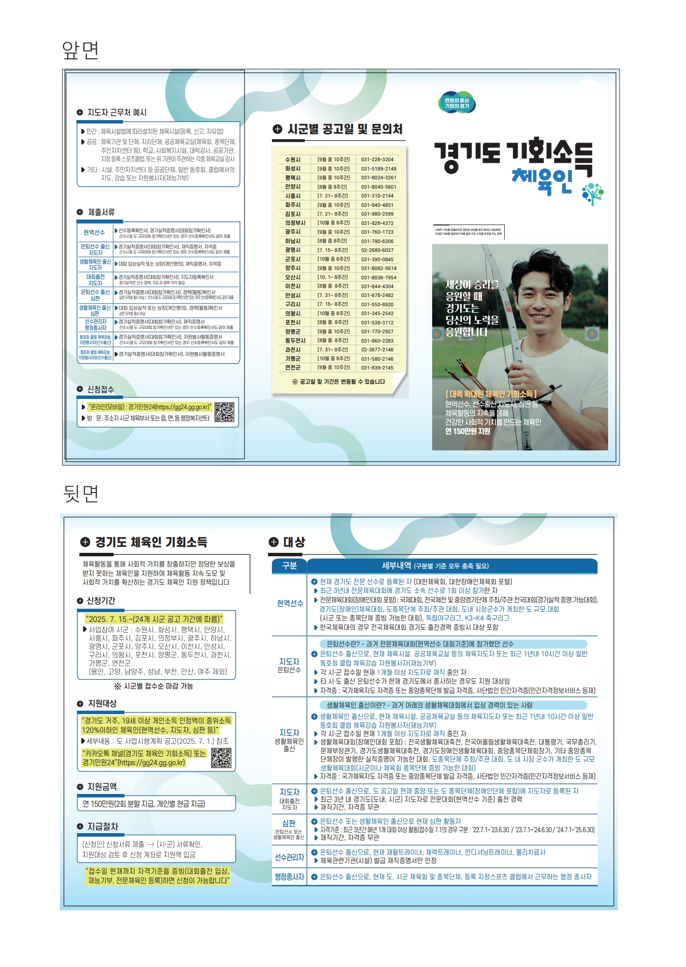 2025년 군포시 「체육인 기회소득」 사업 추진 안내 2