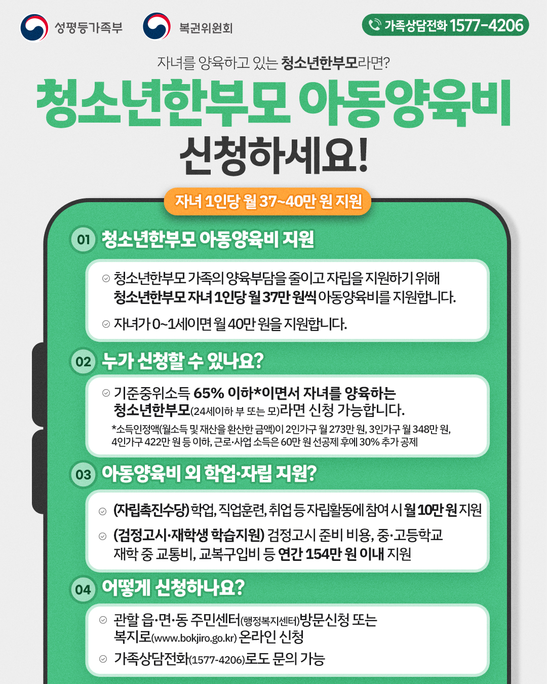 2026년 한부모가족 및 청소년부모 아동양육비 지원 안내 2