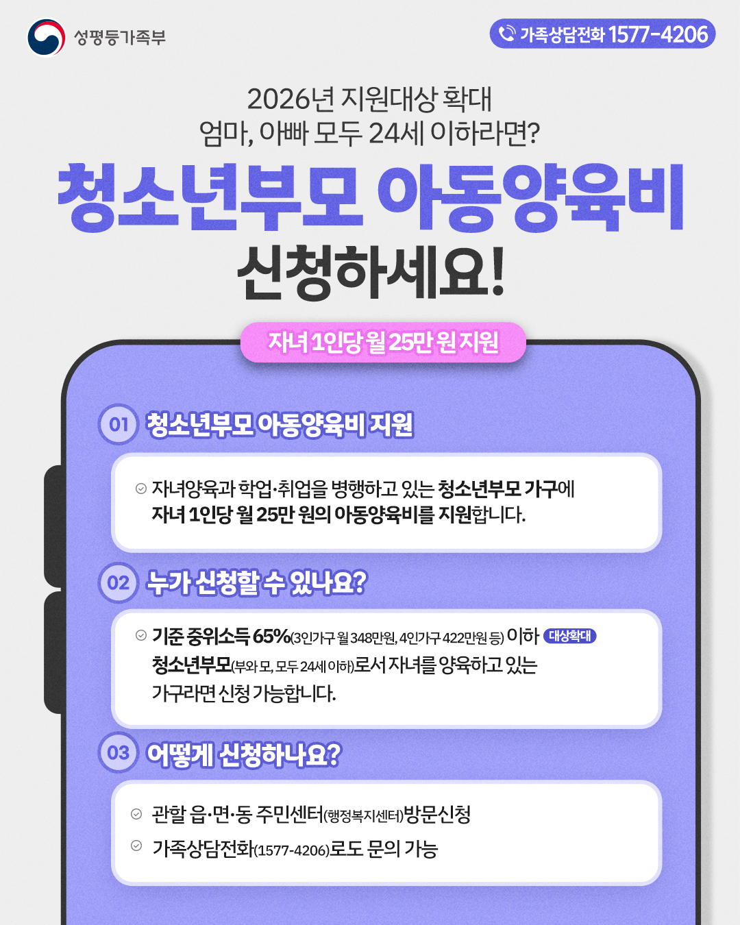 2026년 한부모가족 및 청소년부모 아동양육비 지원 안내 1