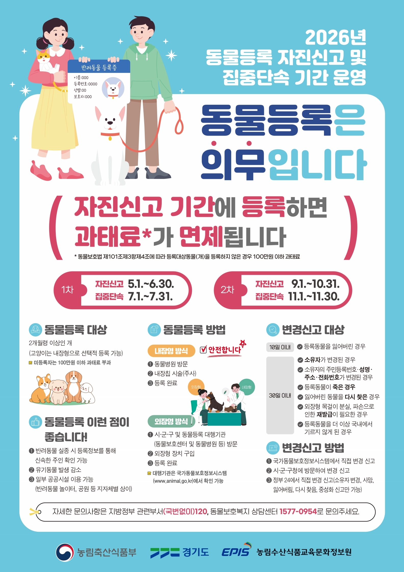 2026년 동물등록 자진신고 및 집중단속 기간 운영 안내 1