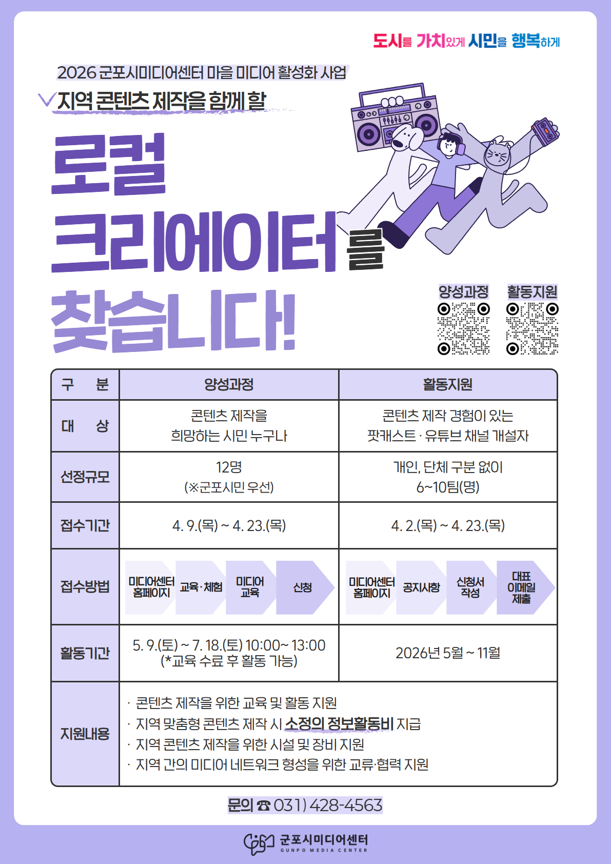 2026년 군포시미디어센터 마을미디어 활동지원 참여자 모집 공고 안내 3