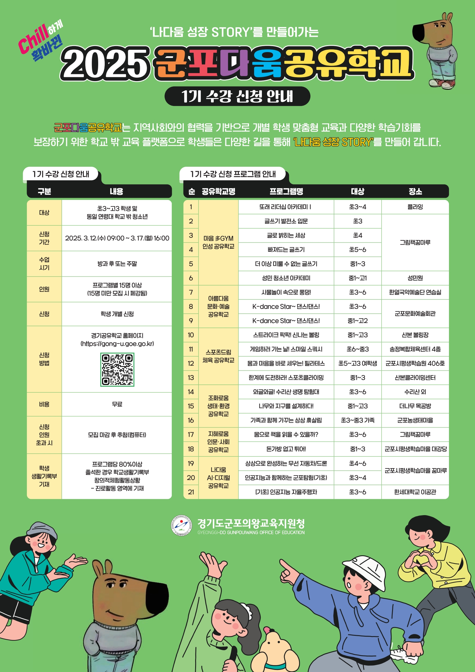 2025 군포다움공유학교 1기 프로그램 수강 신청 안내 1