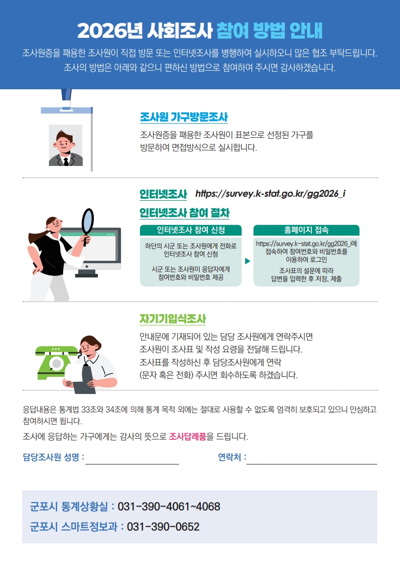 2026년 군포시 사회조사 실시 안내 1