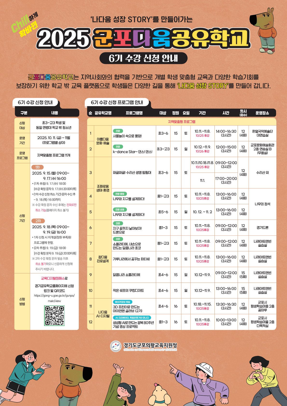 2025년 군포다움공유학교 6기 프로그램 수강신청 안내 1