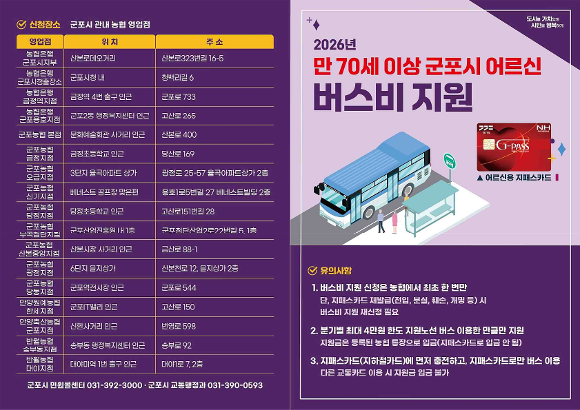 2026년 군포시 어르신 교통비 지원사업 안내 1