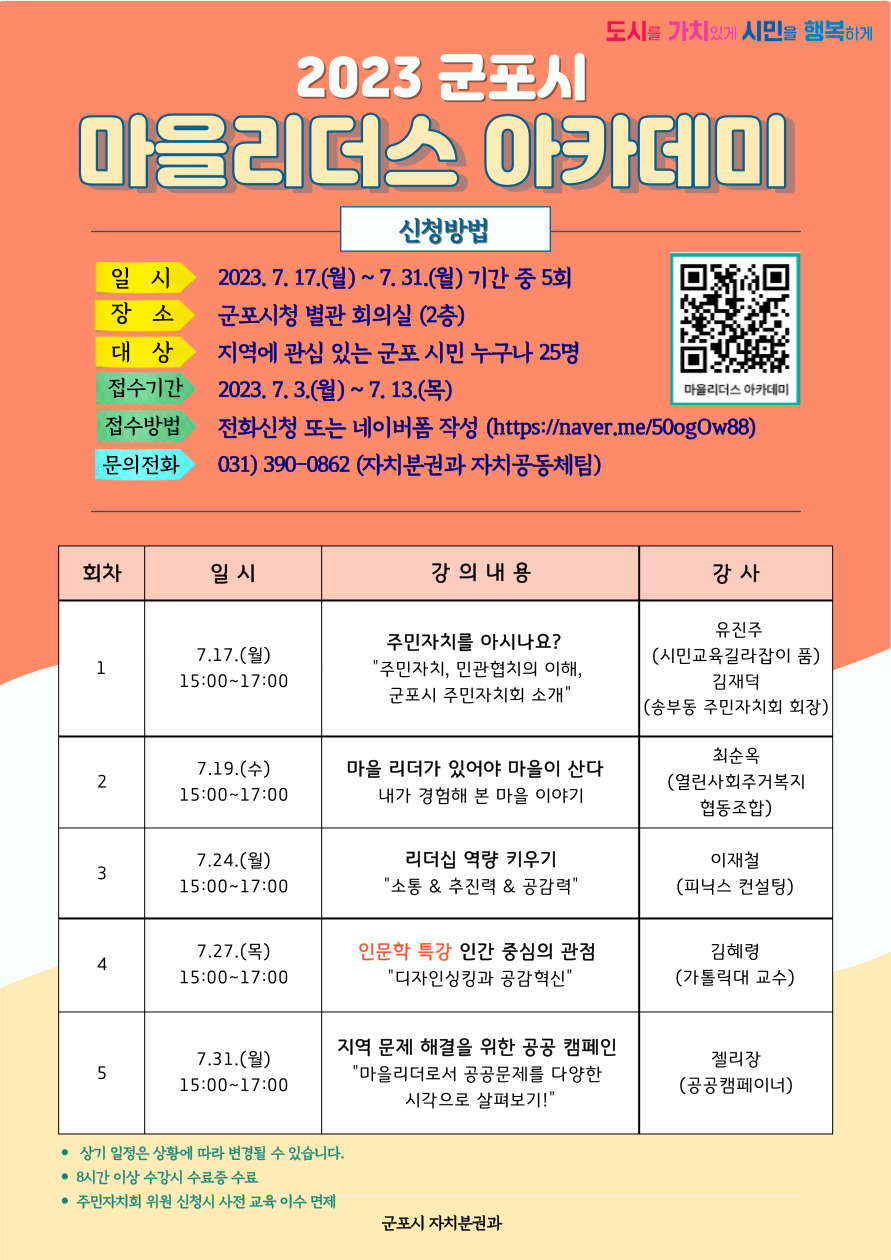 2023년 마을리더스 아카데미 교육 프로그램 안내 1
