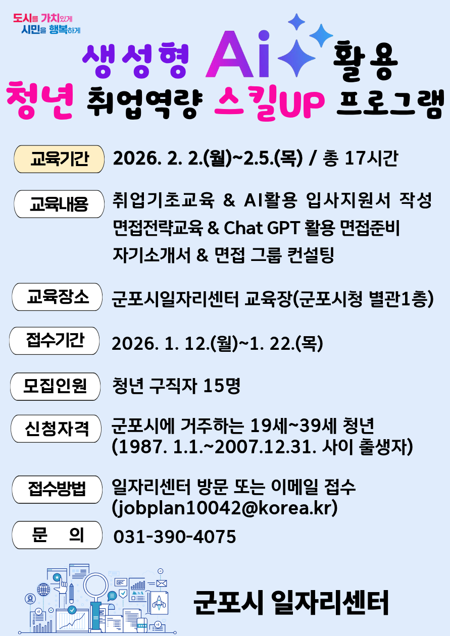 2026년 『생성형 AI 활용 청년 취업역량 스킬 UP 프로그램』 참여자 모집 안내 1