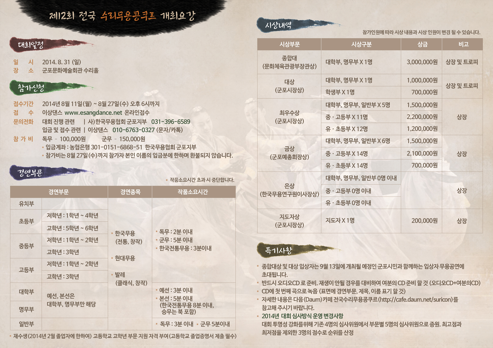 제12회 전국 수리무용콩쿠르 개최 안내 2