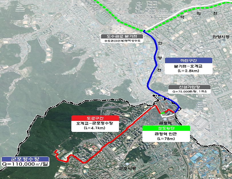 군포정수장 고도정수처리시설 위치도 - 